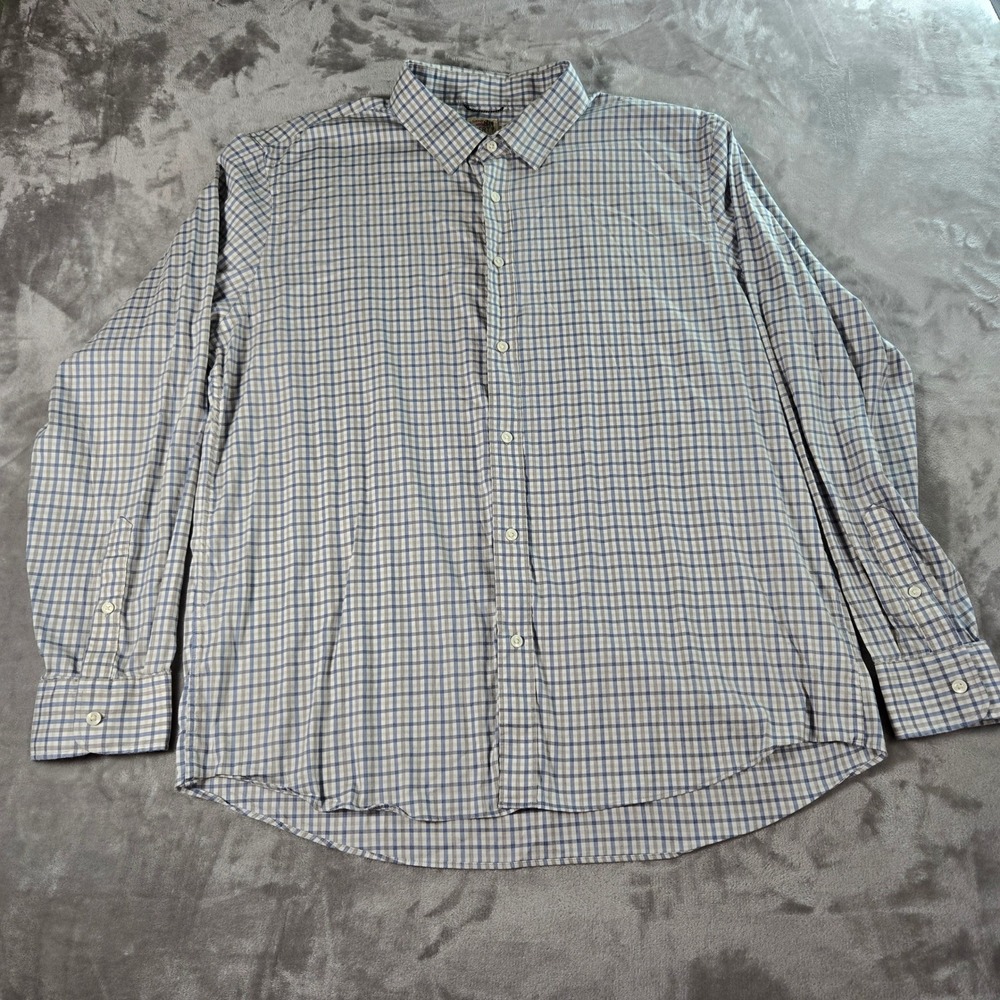 Faherty Brand Mens XXL Plaid Button Down Long‎ Sleeve Casual Shirt Cotton Blend